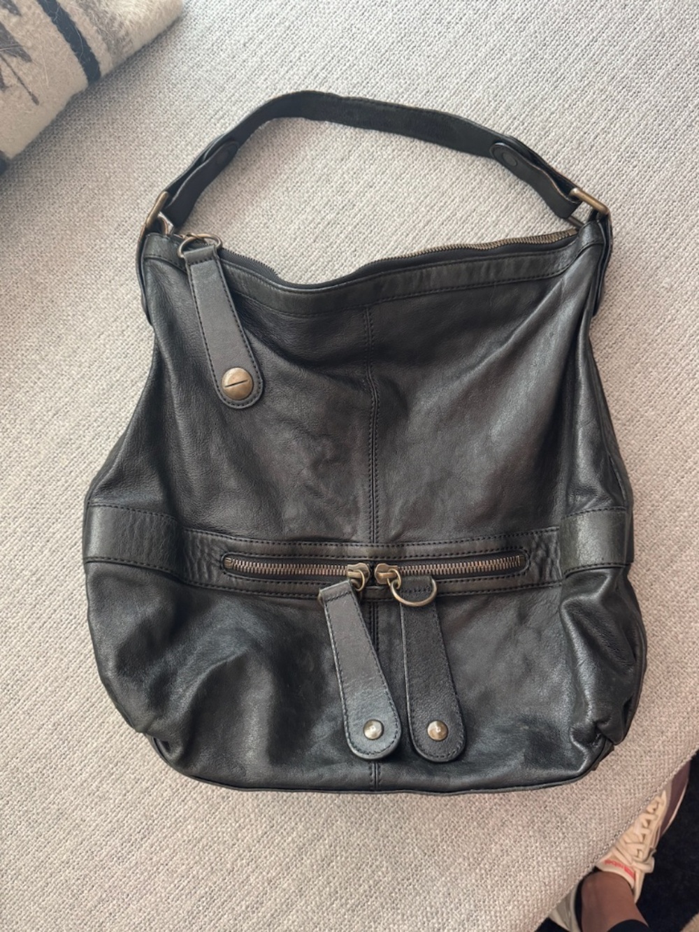 Gerard Darel Black Leather Shoulder Bag
